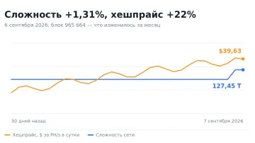 Сложность выросла на 1,31%, а хешпрайс — на 22%: что изменилось для майнера