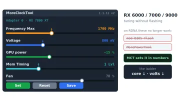 MoreClockTool (MCT): настройка RX 6000/7000/9000 для майнинга без прошивки